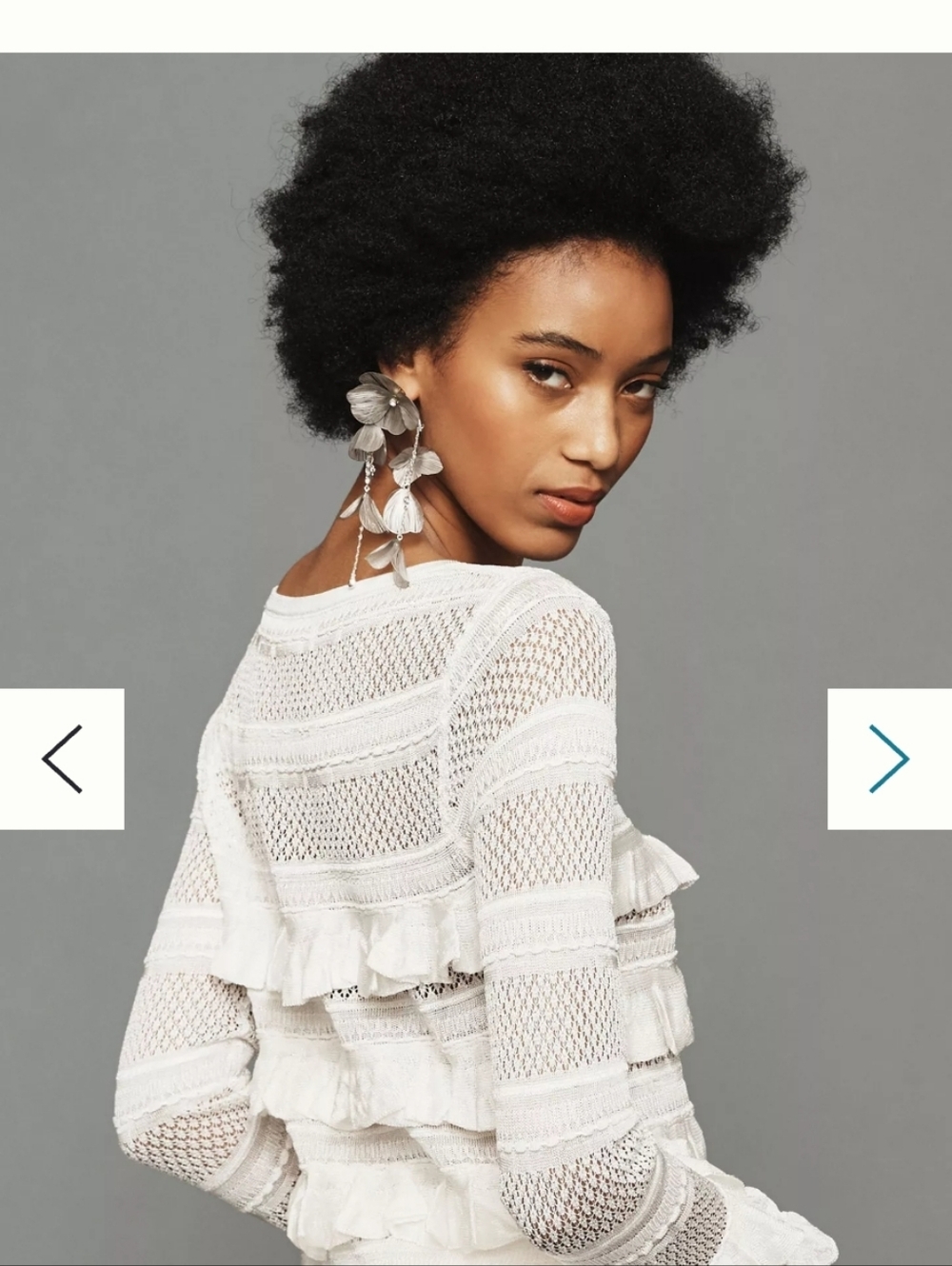 NWOT Anthropologie Ruffle Open Knit Sweater Sz XL - Picture 4 of 9